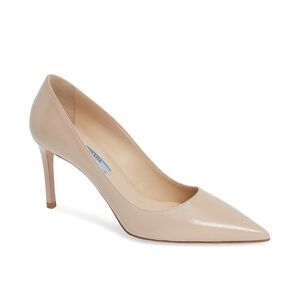 Prada Saffiano Leather Pumps – Nude, 85mm Heel (COA)